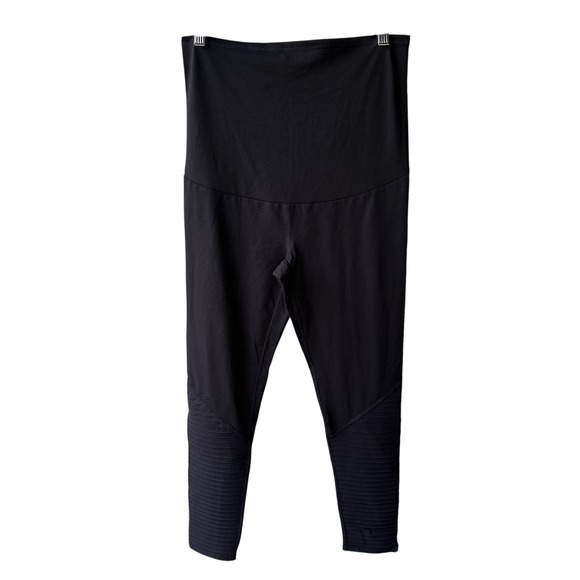 Threads 4 Thought Pants - Threads 4 Thought Maternity Leggings Black Moto Ribbed Panel Activewear Large